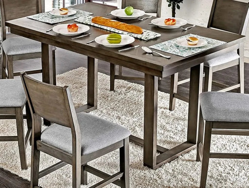 Dining Room 7pc Counter Height Dining Set Gray Counter Height Table 6x Chairs Padded Fabric Cushion Default -DTYStore