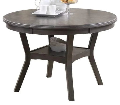 Dining Room Furniture Gray Oak Rubber wood MDF Round Table 1pc Table w Shelve Default -DTYStore
