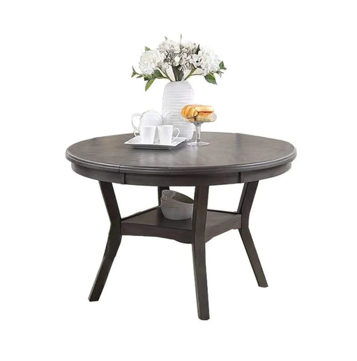 Dining Room Furniture Gray Oak Rubber wood MDF Round Table 1pc Table w Shelve Default -DTYStore
