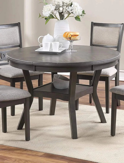 Dining Room Furniture Gray Oak Rubber wood MDF Round Table 1pc Table w Shelve Default -DTYStore