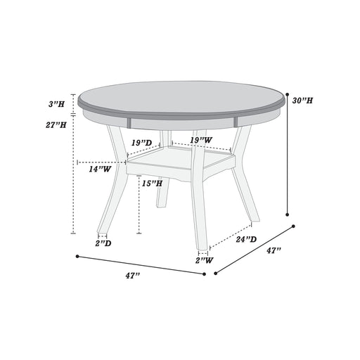 Dining Room Furniture Gray Oak Rubber wood MDF Round Table 1pc Table w Shelve Default -DTYStore