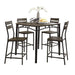 Dining Room Industrial Style Antique Brown 5pc Dining Set Counter Height Table 4x High Chairs Metal Default -DTYStore