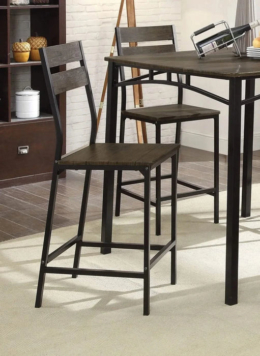 Dining Room Industrial Style Antique Brown 5pc Dining Set Counter Height Table 4x High Chairs Metal Default -DTYStore