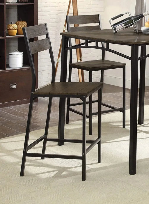 Dining Room Industrial Style Antique Brown 5pc Dining Set Counter Height Table 4x High Chairs Metal Default -DTYStore