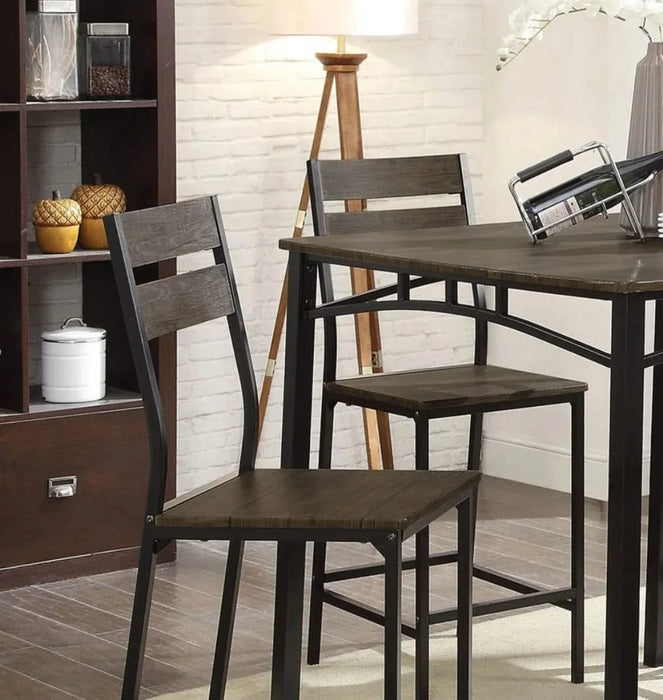 Dining Room Industrial Style Antique Brown 5pc Dining Set Counter Height Table 4x High Chairs Metal Default -DTYStore