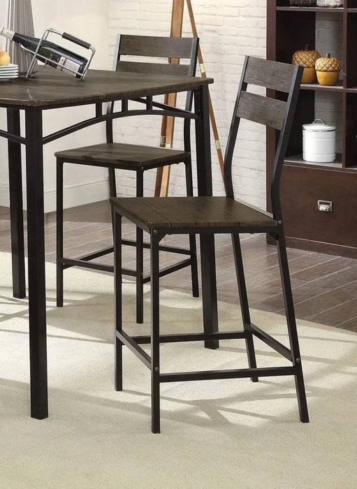 Dining Room Industrial Style Antique Brown 5pc Dining Set Counter Height Table 4x High Chairs Metal Default -DTYStore