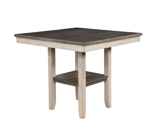 Dining Room Rustic Style Antique White 5pc Dining Set Counter Height Table w Shelf Unique High Chairs Furniture Default -DTYStore