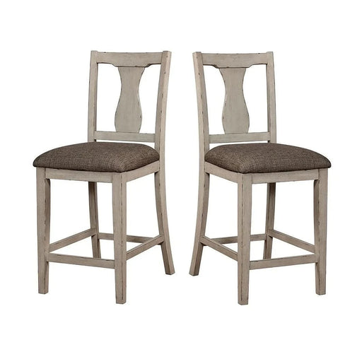 Dining Room Rustic Style Antique White 5pc Dining Set Counter Height Table w Shelf Unique High Chairs Furniture Default -DTYStore