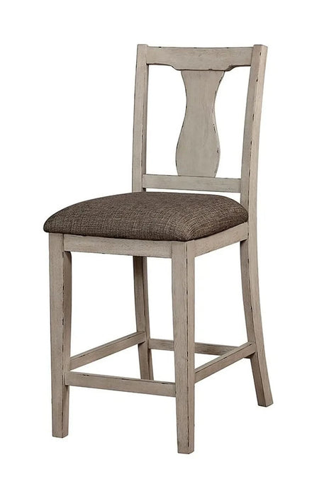 Dining Room Rustic Style Antique White 5pc Dining Set Counter Height Table w Shelf Unique High Chairs Furniture Default -DTYStore