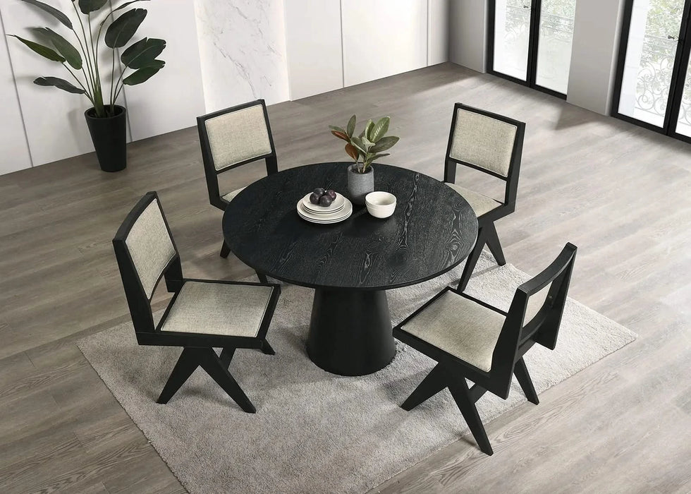 Dining Room Table Black Round Dining Table Cone-Shaped Pedestal Base 1pc Dining Room Furniture Default -DTYStore