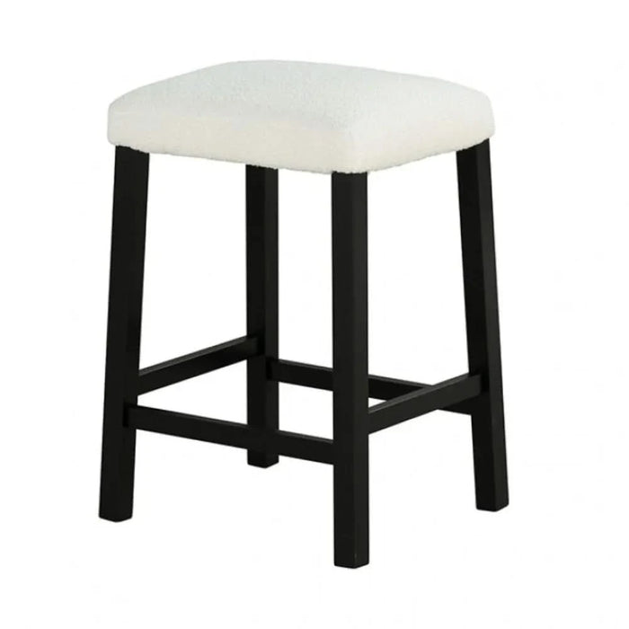 Dining Room Transitional 3pc Dining Set Gloss Table Top w Storage Shelves Side 2x Stools Black Ivory White Default -DTYStore