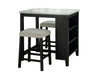 Dining Room Transitional 3pc Dining Set Gloss Table Top w Storage Shelves Side 2x Stools Black Ivory White Default -DTYStore