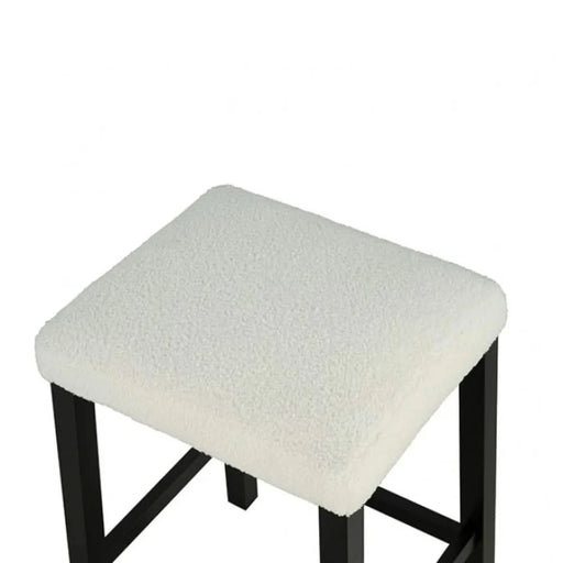 Dining Room Transitional 3pc Dining Set Gloss Table Top w Storage Shelves Side 2x Stools Black Ivory White Default -DTYStore