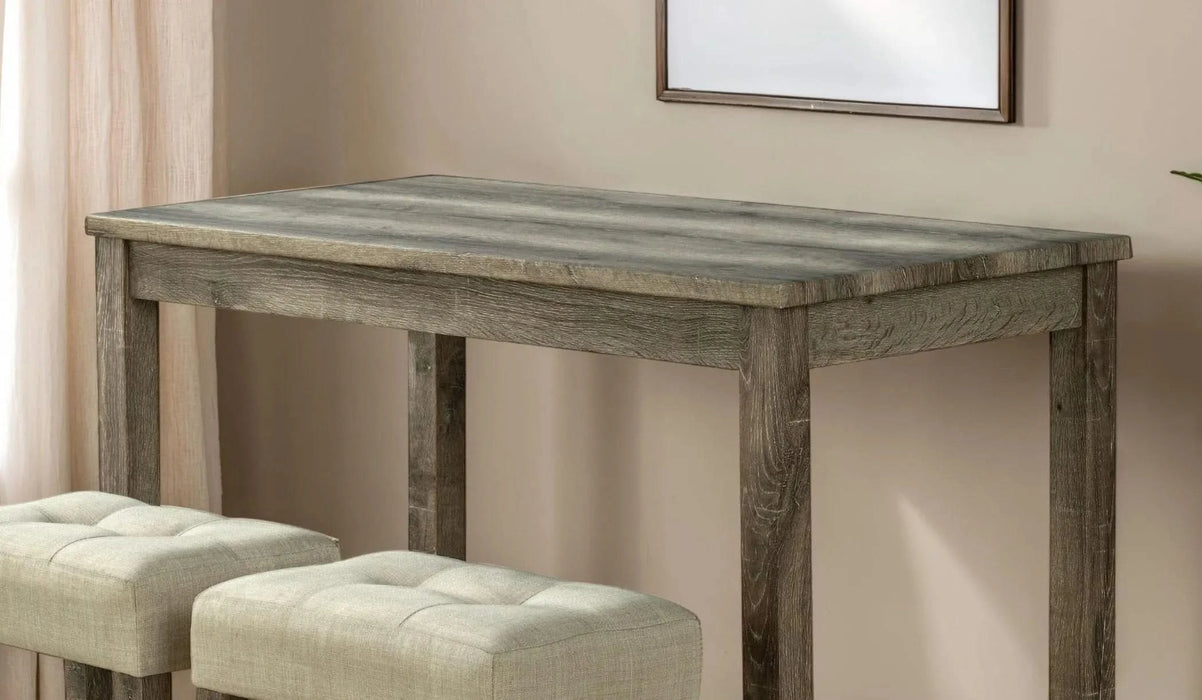 Dining Room Transitional Brown 3pc Dining Set Rubber wood Table 2x Stools Tufted Seat Beige Furniture Default -DTYStore