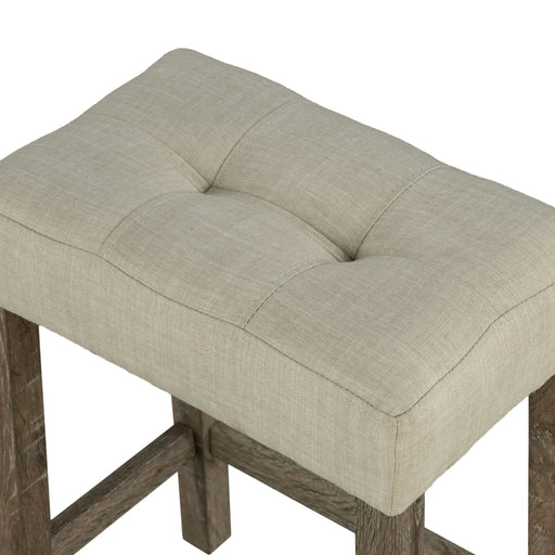 Dining Room Transitional Brown 3pc Dining Set Rubber wood Table 2x Stools Tufted Seat Beige Furniture Default -DTYStore