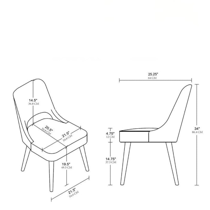 Dining Side Chair Set of 2 Upholstered in Textured Fabric with Pecan Finish Solid Wood Legs Default -DTYStore