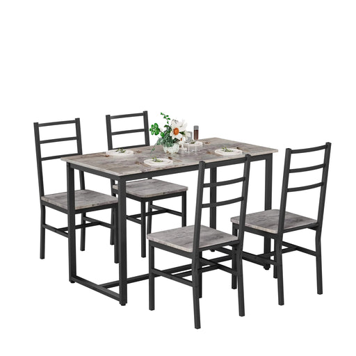 Dining Table Set for 4, 5 pieces Farmhouse Dinette Set with 4 chairs, Mid-Century Modern Dining Table and Chairs Set for Kitchen, Dining Room Default -DTYStore