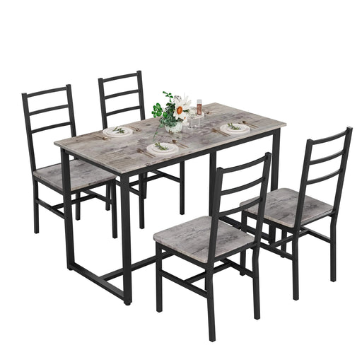 Dining Table Set for 4, 5 pieces Farmhouse Dinette Set with 4 chairs, Mid-Century Modern Dining Table and Chairs Set for Kitchen, Dining Room Default -DTYStore