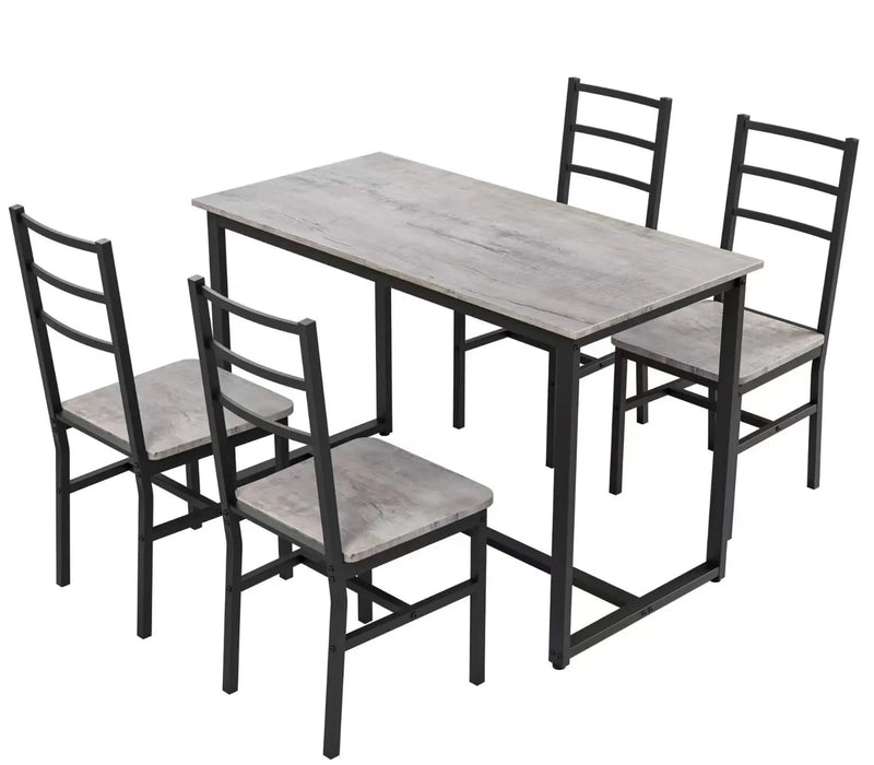 Dining Table Set for 4, 5 pieces Farmhouse Dinette Set with 4 chairs, Mid-Century Modern Dining Table and Chairs Set for Kitchen, Dining Room Default -DTYStore