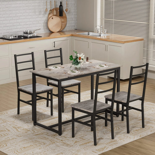 Dining Table Set for 4, 5 pieces Farmhouse Dinette Set with 4 chairs, Mid-Century Modern Dining Table and Chairs Set for Kitchen, Dining Room Default -DTYStore