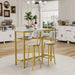 Dining Table Set with 2 Stools,3 Piece Counter Height for Kitchen, Living Room, Small Apartment Breakfast Table White Faux Marble Top Default -DTYStore