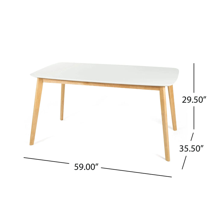 Dining Table with Splayed Rubberwood Legs & Faux Wood Tabletop, Mid-Century Modern Default -DTYStore