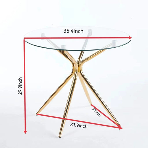 Dining Table with chrome metal leg and tempered glass,Modern Space Saving Kitchen Table for Living Room,chrome color metal legs Default -DTYStore