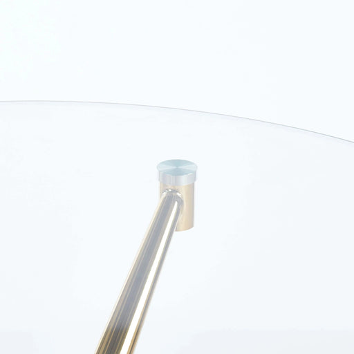 Dining Table with chrome metal leg and tempered glass,Modern Space Saving Kitchen Table for Living Room,chrome color metal legs Default -DTYStore