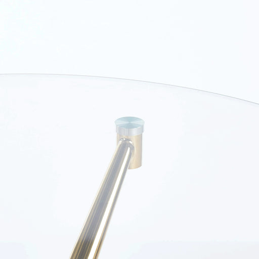 Dining Table with chrome metal leg and tempered glass,Modern Space Saving Kitchen Table for Living Room,chrome color metal legs Default -DTYStore