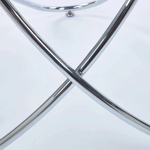 Dining Table with chrome metal leg and tempered glass,Modern Space Saving Kitchen Table for Living Room,chrome color metal legs Default -DTYStore