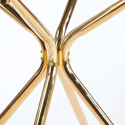 Dining Table with chrome metal leg and tempered glass,Modern Space Saving Kitchen Table for Living Room,chrome color metal legs Default -DTYStore