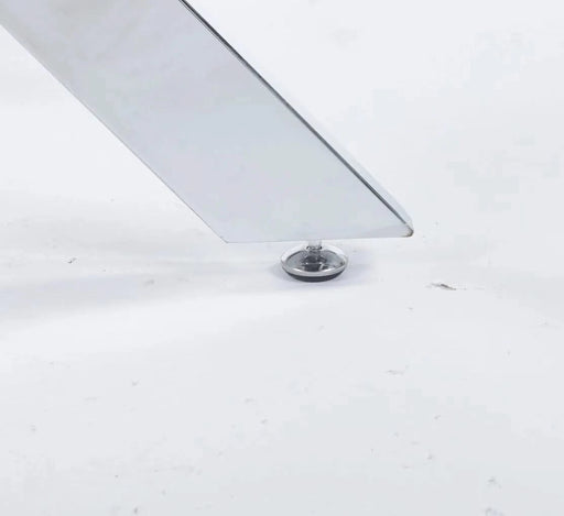 Dining Table with cross metal leg and tempered glass,Modern Space Saving Kitchen Table for Living Room,chrome legs Default -DTYStore