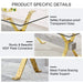 Dining table. Modern tempered glass dining table. Large modern office desk with gold plated metal legs and MDF crossbars, suitable for both home and office use. Kitchen. 79 ''x39''x30 '' 1105 Default -DTYStore