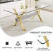 Dining table. Modern tempered glass dining table. Large modern office desk with gold plated metal legs and MDF crossbars, suitable for both home and office use. Kitchen. 79 ''x39''x30 '' 1105 Default -DTYStore