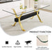 Dining table. Modern tempered glass dining table. Large modern office desk with gold plated metal legs and MDF crossbars, suitable for both home and office use. Kitchen. 79 ''x39''x30 '' 1105 Default -DTYStore