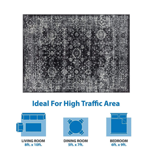 Distressed Vintage Persian Woven Area Rug Default -DTYStore