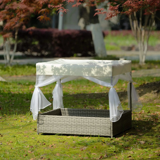 Dog Bed, Pet Bed, Pet Enclosures, Pet Outdoor Furniture, Pet Patio Furniture, Seasonal PE Wicker Pet Furniture, Dog Bed With Curtain Default -DTYStore