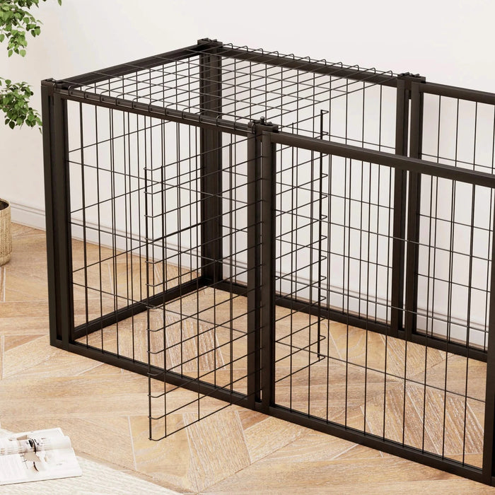 Dog Crate 47.2' Dog Kennel for Small Medium Dogs, Puppy Dog Playpen with Top, Pet Cage, Indoor, Black.47.2'L x 22'W x 24'H. Default -DTYStore