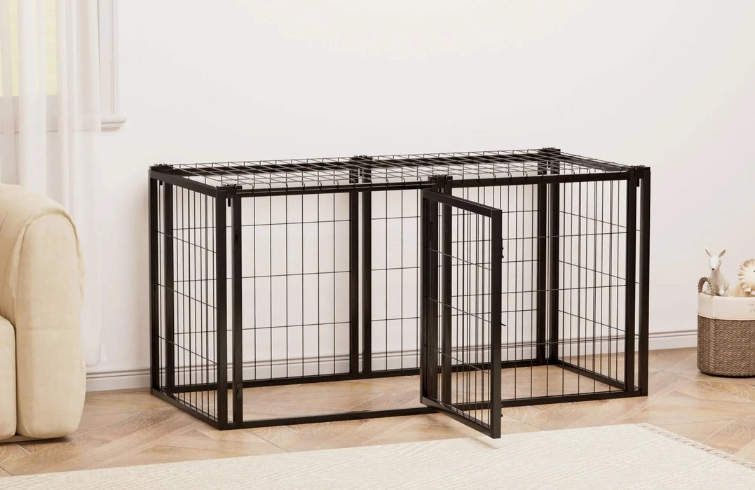 Dog Crate 47.2' Dog Kennel for Small Medium Dogs, Puppy Dog Playpen with Top, Pet Cage, Indoor, Black.47.2'L x 22'W x 24'H. Default -DTYStore