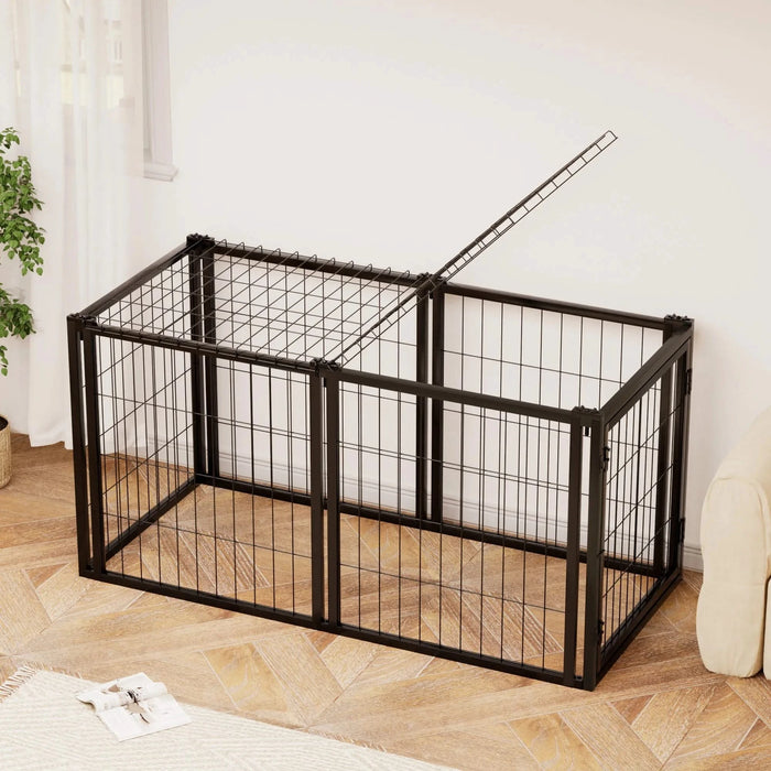 Dog Crate 47.2' Dog Kennel for Small Medium Dogs, Puppy Dog Playpen with Top, Pet Cage, Indoor, Black.47.2'L x 22'W x 24'H. Default -DTYStore