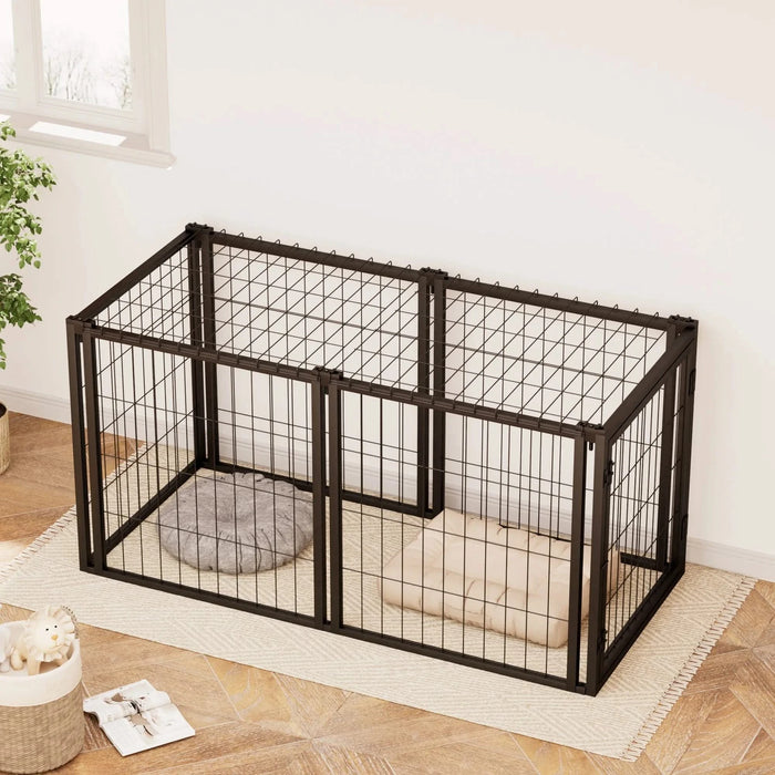 Dog Crate 47.2' Dog Kennel for Small Medium Dogs, Puppy Dog Playpen with Top, Pet Cage, Indoor, Black.47.2'L x 22'W x 24'H. Default -DTYStore