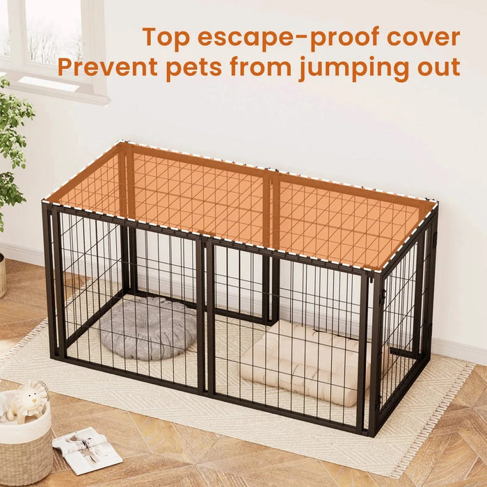 Dog Crate 47.2' Dog Kennel for Small Medium Dogs, Puppy Dog Playpen with Top, Pet Cage, Indoor, Black.47.2'L x 22'W x 24'H. Default -DTYStore