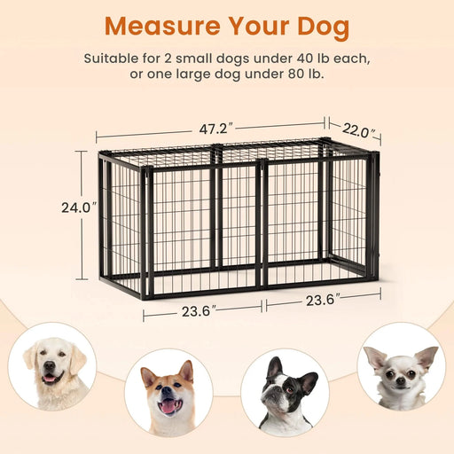 Dog Crate 47.2' Dog Kennel for Small Medium Dogs, Puppy Dog Playpen with Top, Pet Cage, Indoor, Black.47.2'L x 22'W x 24'H. Default -DTYStore