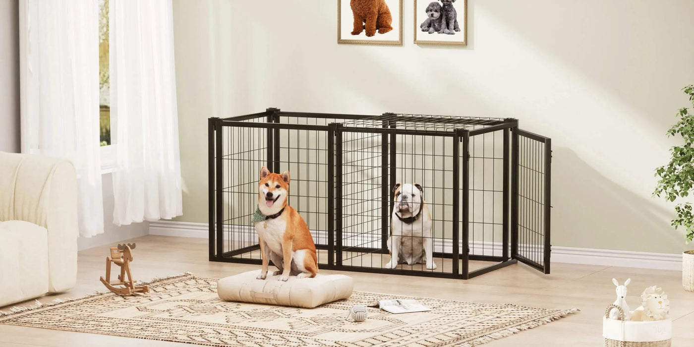 Dog Crate 47.2' Dog Kennel for Small Medium Dogs, Puppy Dog Playpen with Top, Pet Cage, Indoor, Black.47.2'L x 22'W x 24'H. Default -DTYStore