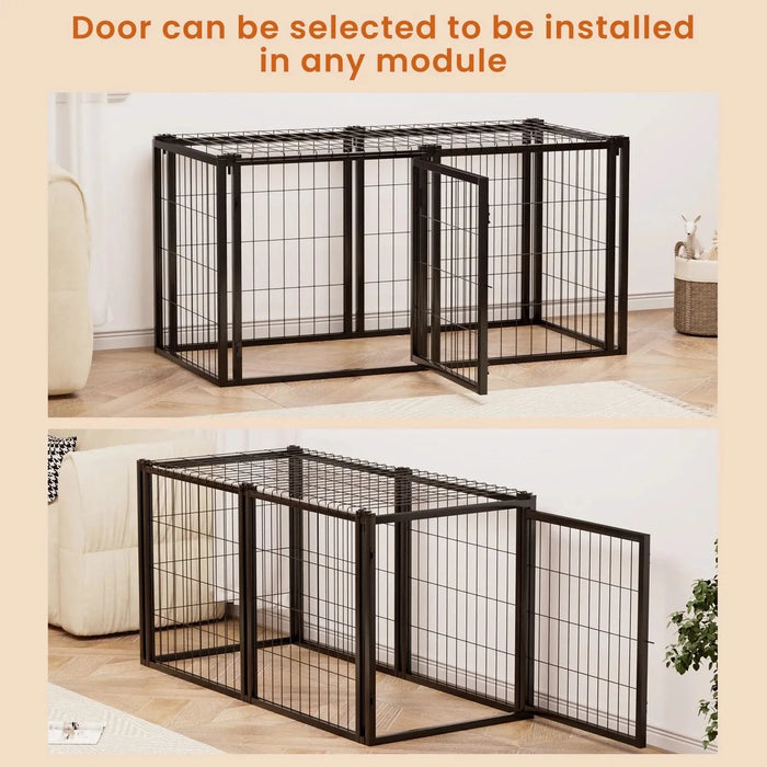 Dog Crate 47.2' Dog Kennel for Small Medium Dogs, Puppy Dog Playpen with Top, Pet Cage, Indoor, Black.47.2'L x 22'W x 24'H. Default -DTYStore