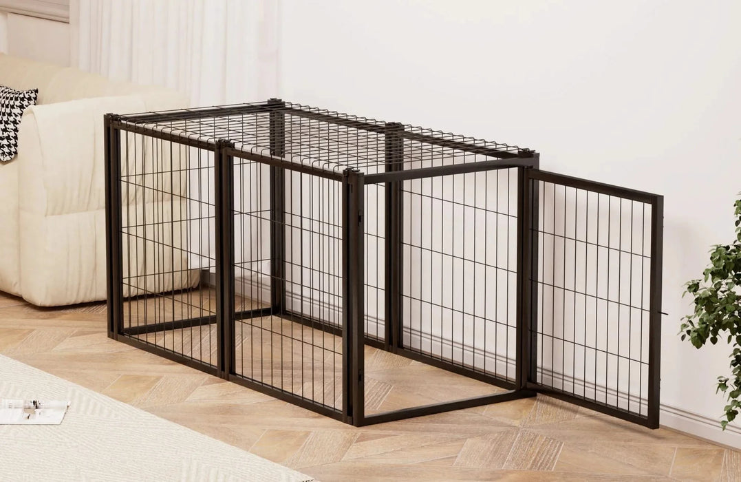 Dog Crate 47.2' Dog Kennel for Small Medium Dogs, Puppy Dog Playpen with Top, Pet Cage, Indoor, Black.47.2'L x 22'W x 24'H. Default -DTYStore