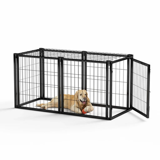 Dog Crate 47.2' Dog Kennel for Small Medium Dogs, Puppy Dog Playpen with Top, Pet Cage, Indoor, Black.47.2'L x 22'W x 24'H. Default -DTYStore