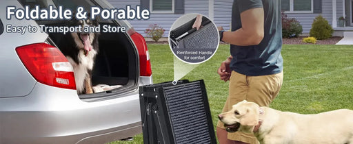 Dog Ramp for Car, 63' Long & 17' Wide Folding Portable Pet Stair Ramp with Non-Slip Rug Surface, Extra Wide Dog Steps for Medium & Large Dogs Up to 250LBS Enter a Car, SUV & Truck Default -DTYStore