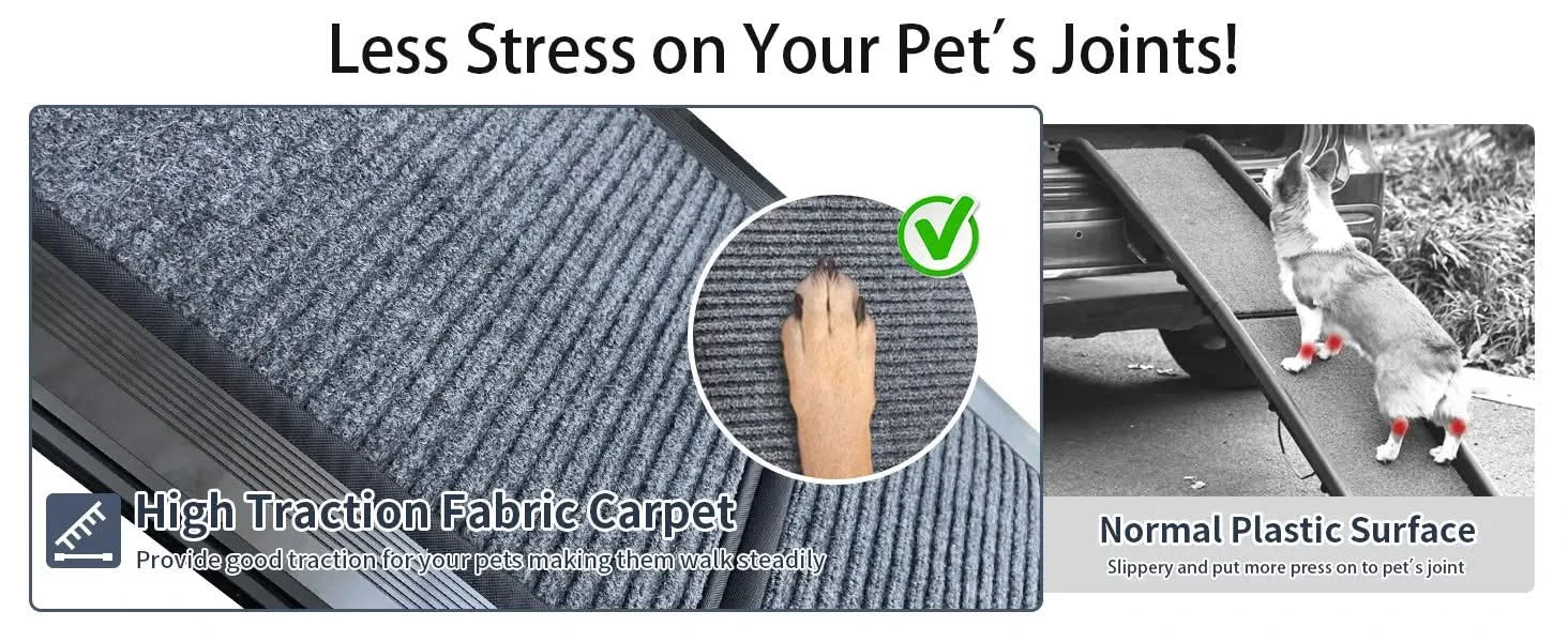 Dog Ramp for Car, 63' Long & 17' Wide Folding Portable Pet Stair Ramp with Non-Slip Rug Surface, Extra Wide Dog Steps for Medium & Large Dogs Up to 250LBS Enter a Car, SUV & Truck Default -DTYStore