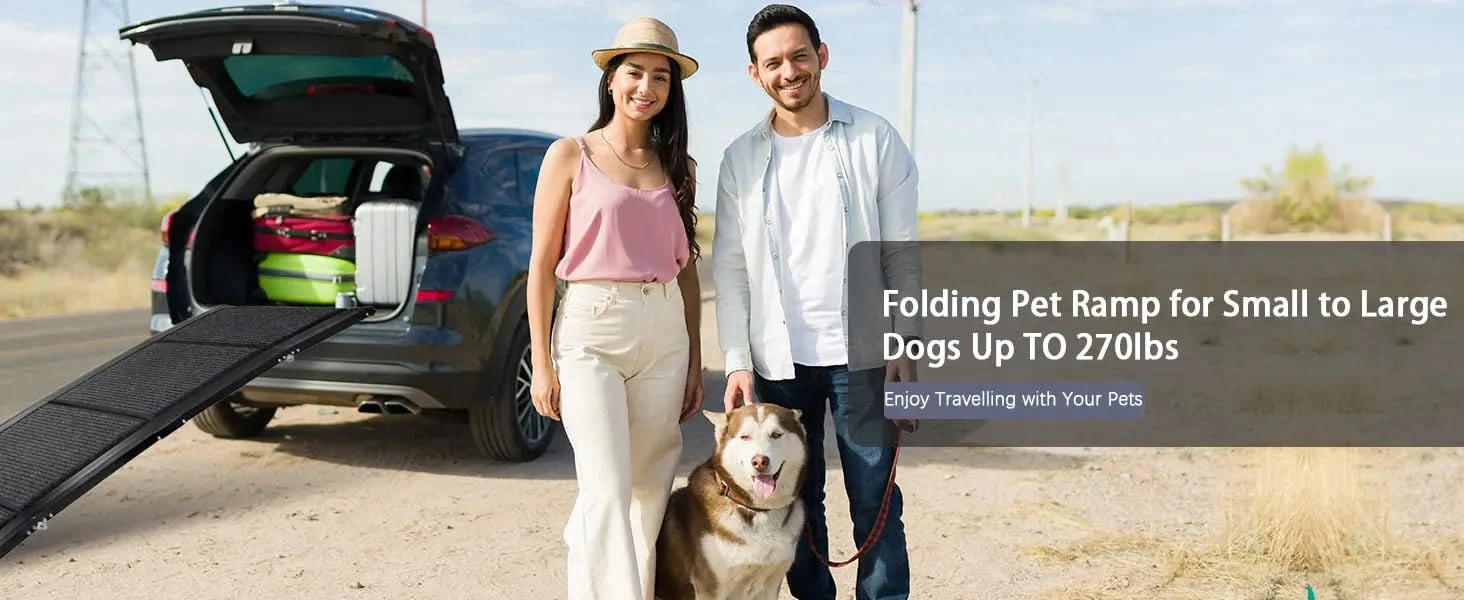 Dog Ramp for Car, 63' Long & 17' Wide Folding Portable Pet Stair Ramp with Non-Slip Rug Surface, Extra Wide Dog Steps for Medium & Large Dogs Up to 250LBS Enter a Car, SUV & Truck Default -DTYStore